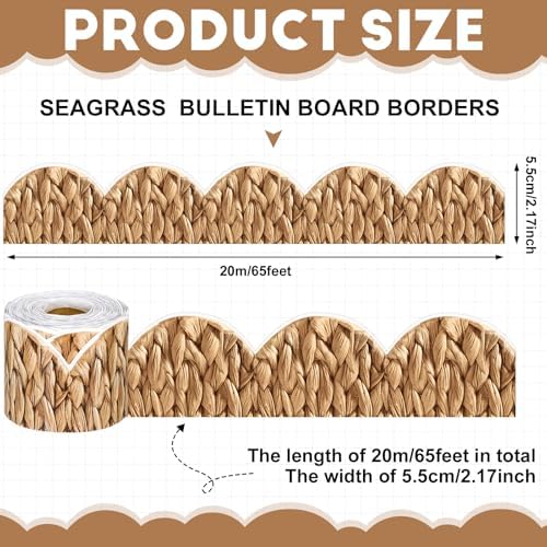 Zonon 65.6 Ft Woven Bamboo Bulletin Board Border Farmhouse Classroom Decor