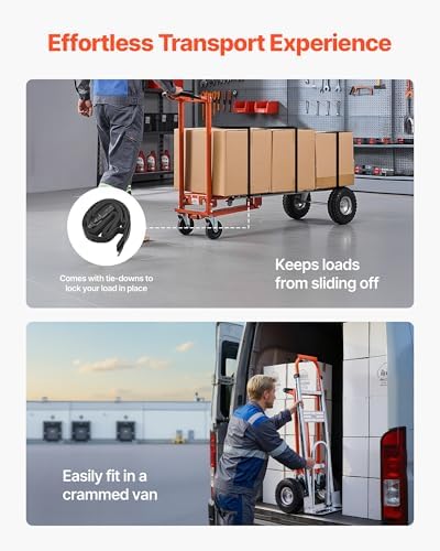 VEVOR 4 in 1 Hand Truck Dolly, 1000 lbs Load Capacity, Convertible Trolley