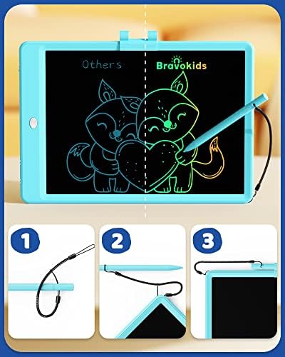 Bravokids Toys for 3-6 Years Old Girls Boys, LCD Writing Tablet 10 Inch Doodle Board, Electronic Drawing Pads, Educational Birthday Gift for 3 4 5 6 7 8 Years Old Kids Toddler (Blue) (Pack of 3)