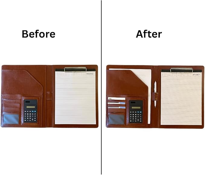 Leather Portfolio Binder for Business use, Document Organizer with Smart Storage, Calculator, Writing pad, – padfolio All in one, Professional Binder Portfolio for Women and Men