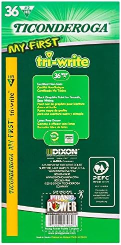 Ticonderoga My First Tri-Write Pencils without Eraser, Primary Size Wood-Cased #2 HB Soft, Yellow (13084) (Pack of 6, 216 Count Total)