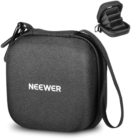 Neewer Storage Bag for 9 x 9 cm Filter, Shockproof Dustproof Waterproof Carrying Bag with Expandable Dividers, Wrist Strap and Carabiner for 3 Circular Filters 62 mm, PB11