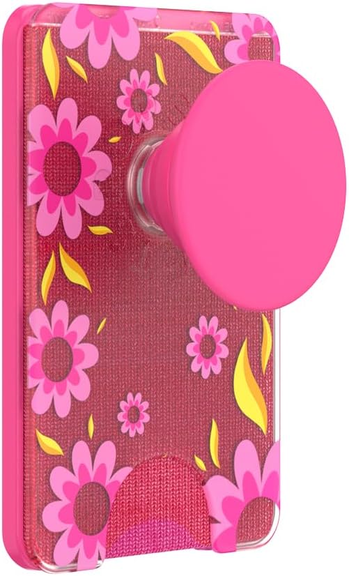 PopSockets Phone Wallet for MagSafe with Grip- Pink Relief | PopWallet, Holds 3 Cards, Magnetic, Removable, Secure, Hot Pink, Electronic Accessories, For iPad/Kindle/iPhone/Android