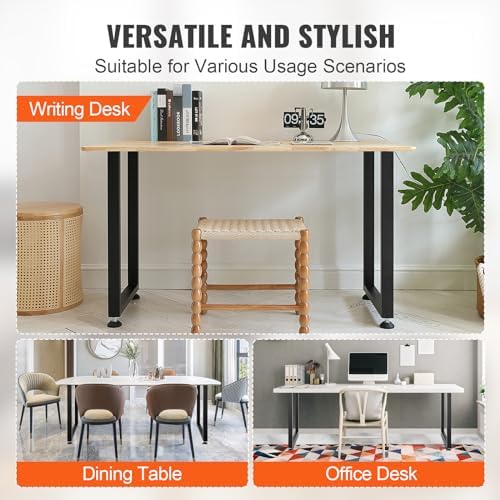 VEVOR 28 Inch Adjustable Furniture Legs, Square Reinforced Steel Office Table Legs Set of 2 for DIY, Max Load 1000 lbs Heavy Duty Desk Legs, Quick Instalation & Rich Accessories Legs Black