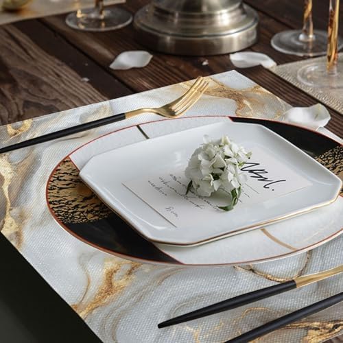 ALAZA White Gold Marble Pattern 1 PC Placemats Rectangle Table Mat for Dining Table Restaurant Kitchen Home Decor, 12" x 18"