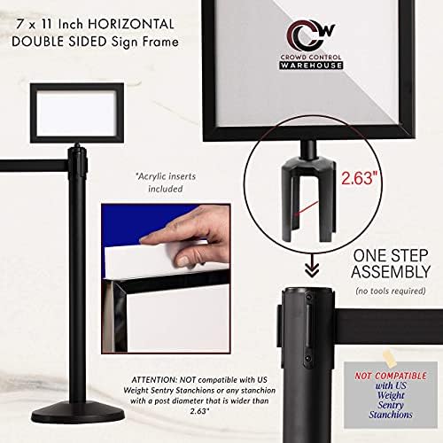 Crowd Control Warehouse Stanchion Post-Top Sign Frame, 7 X 11 Inch
