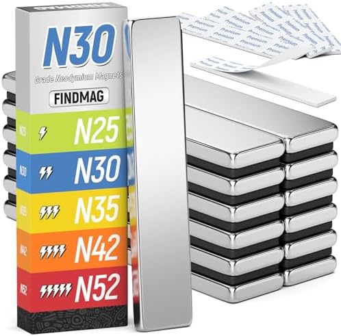 FINDMAG 12 Pack Bar Magnets, Rare Earth Magnets, Silver, 2.36x0.39x0.12in