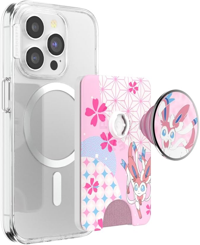 PopSockets Phone Wallet for MagSafe with Grip- Sylveon's Dream | PopWallet, Holds 3 Cards, Magnetic, Removable, Secure, Pokemon, Gengar, Eevee, iPad, Removable, Popper