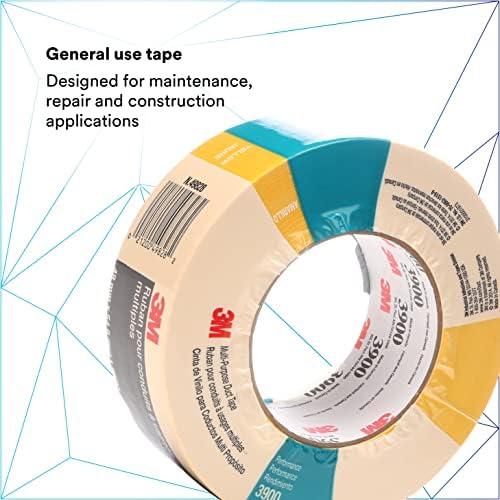 3M Multi-Purpose Duct Tape 3900, Yellow, Rubber Adhesive, 48 mm x 54.8 m