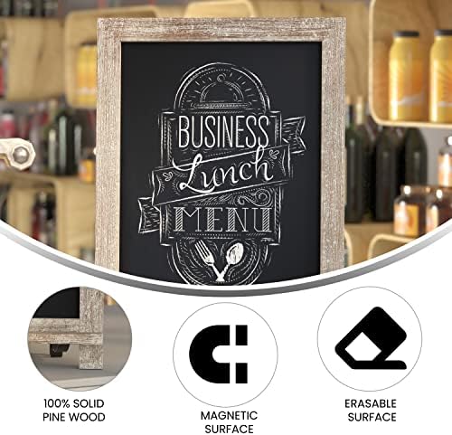 Flash Furniture Magnetic Tabletop Chalkboard Sign, 12" x 17", Weathered