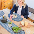 Homespice Denim Braided Table Runner Ideal as Farmhouse Runner, Oval 11x36