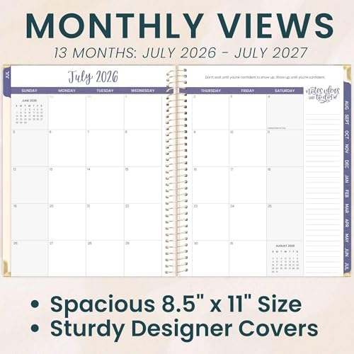 bloom daily planners HARDCOVER Planner 2026-2027 (8.5" x 11") Academic Year (July 2026 - July 2027) - 13 Months Task Goal Planner for Women - Monthly & Weekly Agenda Book - So Many Reasons to Be Happy