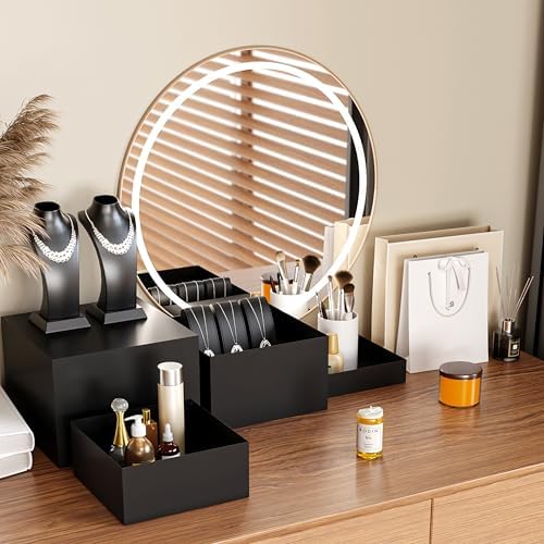 Metal Buffet Risers,4PCS OVERSIZED Food Risers for Buffet Table 8''X9''10''X11''Display Stand with Mini Acrylic Signs for Catering Dessert Collectibles Jewelry Figures Show Matte Black Cube Boxes Nesting Risers with Hollow Bottoms