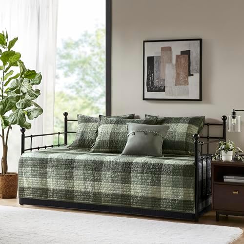 Madison Park Cabin Lodge Plaid Herringbone Daybed Cover Set, 6PC, 39"x75"