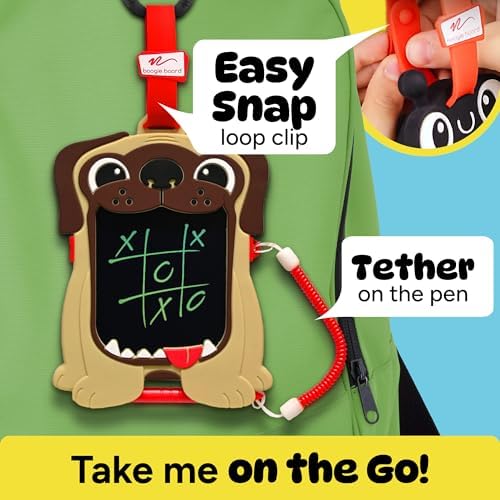 Boogie Board Sketch Pals Highland Cow 4” LCD Writing Tablet for Kids – Reusable Mess-Free Drawing Pad with Tethered Stylus – Clip-On Travel Doodle Board Toy – Ages 3+