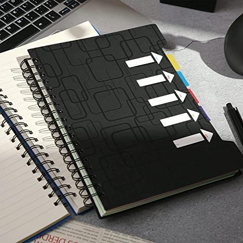 CAGIE 5 Subject Notebook with Dividers, 5x7, Black, 4 Pack
