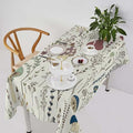 Mushroom Tablecloth, Boho Floral Rustic Wildflower Herbs Plants Colorful Botanical Green Leaves Print Table Cloth for Kitchen Dining Picnic Party Restaurant Decoration 55x75in
