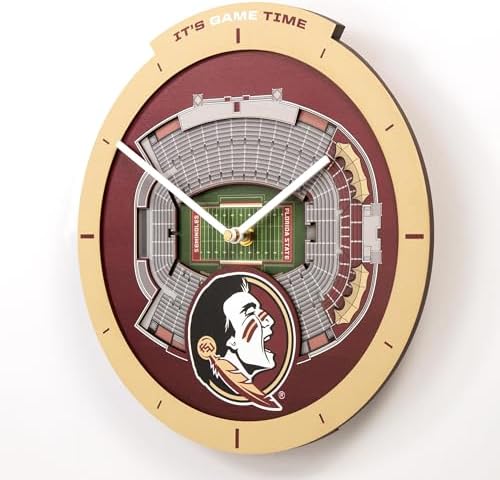 YouTheFan NCAA Florida State Seminoles StadiumView 3D Wall Clock