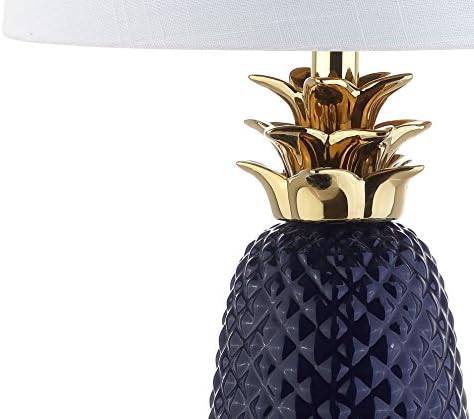 JONATHAN Y Pineapple Ceramic Table Lamp Bedside Nightstand 23", Navy/Gold