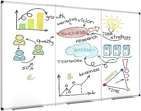 XBoard Magnetic Whiteboard 72 x 40 Inch | Foldable Dry Erase Board with Aluminium Frame & Marker Tray 6' x 3' | Wall Mounted