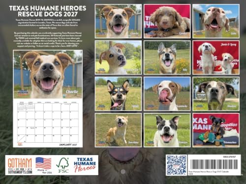 Rescue Dog Calendar 2027 Monthly Wall Calander 12 Month