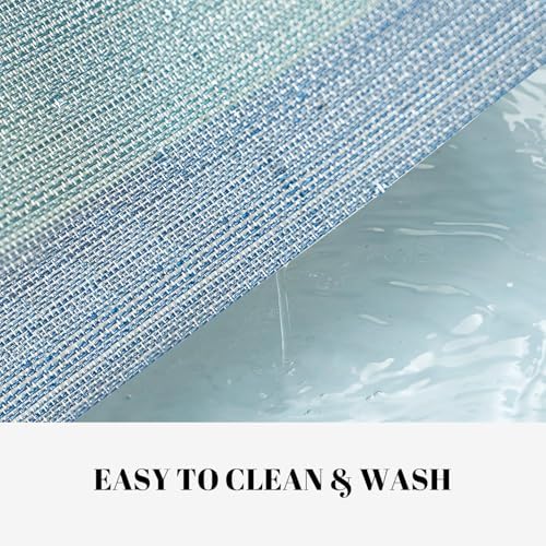 Placemats Set of 12 Vinyl/Plastic Woven Place Mats for Kitchen Table Indoor/Outdoor Washable Placemat Wipeable Dining Table Mats (Ocean Geode,12)