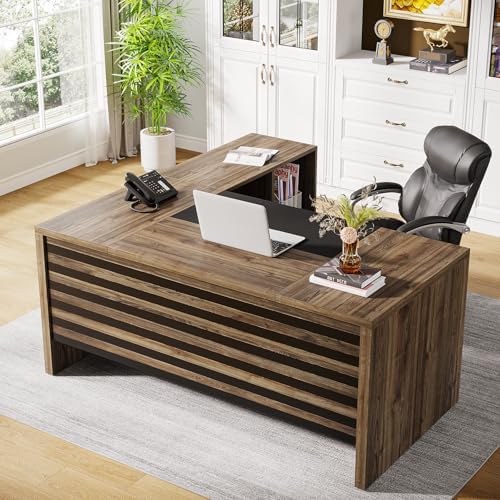 Tribesigns 62.2" L-Shaped Executive Desk with Mobile File Cabinet