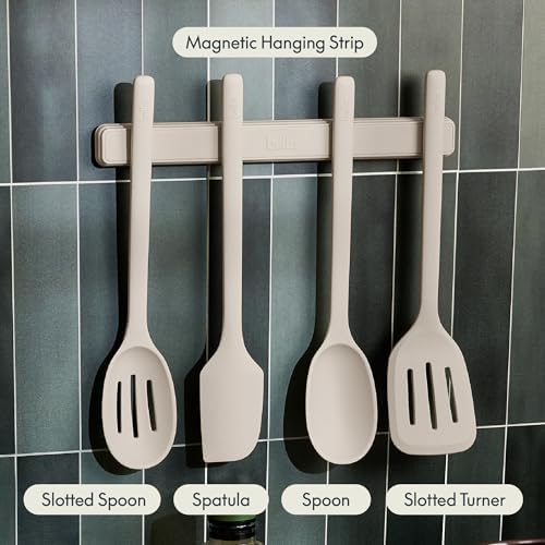 bella 5 Piece Tool Set with Magnetic Rack, Non-toxic, Food-grade, Slate