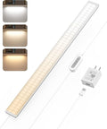 ASOKO 24 Inch Under Counter Light 3 Colors Dimmable Desk Lamp | ASOKO 24" Under Cabinet LED Light Strip, 3 Colors Dimmable Plug in Desk Counter Light with Memory, Kitchen