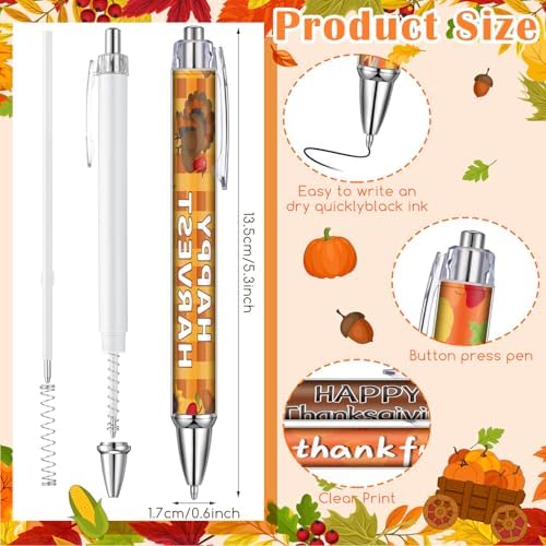 Sayglossy 50 Pcs Fall Thanksgiving Pens Bulk Party Favors Desk Accessories