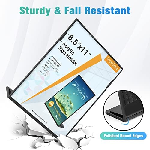 MaxGear Fall Resistant Acrylic Sign Holder 8.5 x 11 Inches 3 Pack