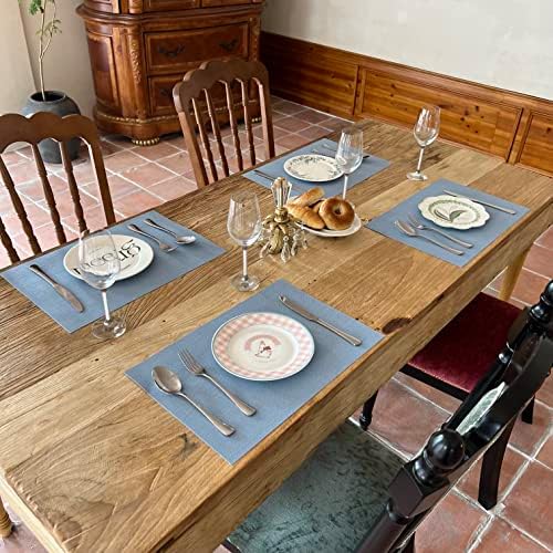 WAZAIGUR Placemats Crisscross Woven Vinyl Place Mats Set of 4 Nattier Blue
