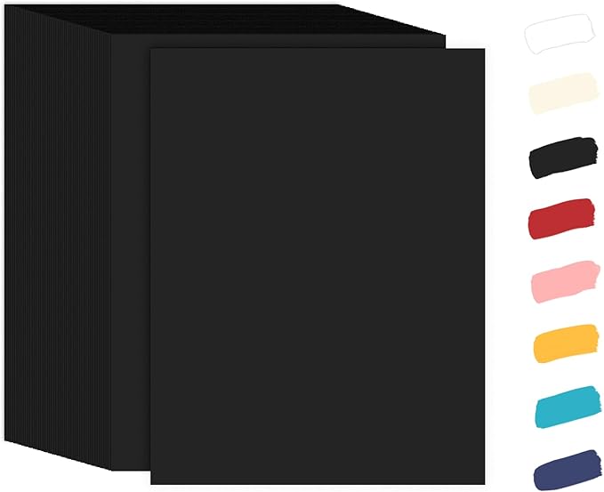100 Sheets Black Cardstock 8.5 x 11, Goefun 65lb Halloween Card Stock Printer Paper for Scrapbooking, Crafts, Invitations, DIY Cards