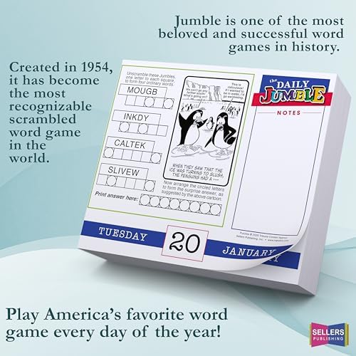 Daily Jumble 2026 Daily Desk Calendar: Boxed Page-a-Day Word Puzzle Calendar with Brain-Teasing Jumbles, Anagrams & Day-to-Day Challenges