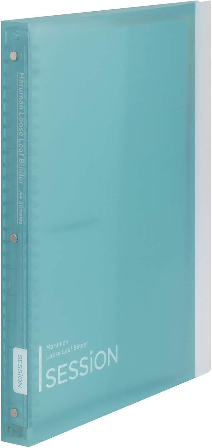 Maruman Session 30-Ring Binder, 5 Tab Dividers, A4 8.27"x11.69", Light Blue | Flexible Translucent Cover, Holds Up To 90 Sheets, Erasable Tabs, Storage Pocket, For Loose-Leaf Organization, Made in Japan
