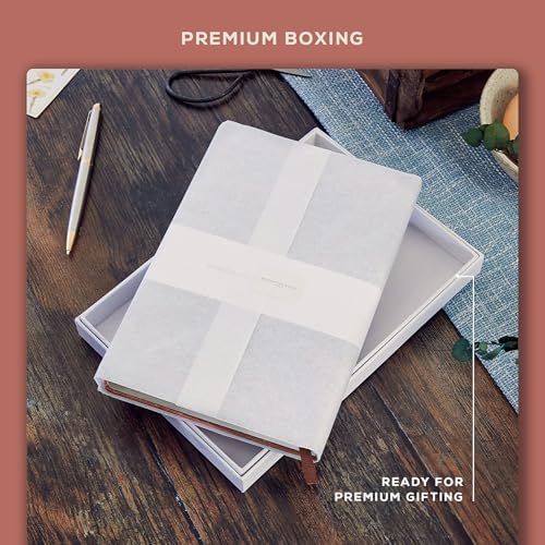 BEECHMORE BOOKS Premium Lined Leather Journal for Men & Women, 5" x 8" (A5) Thick 120gsm Ivory Cream Paper Notebook, Hardcover Vegan Leather Personal Diary, With Gift Box (Rose Wood) (Pack of 2)