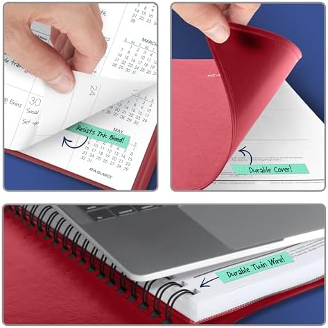 AT-A-GLANCE 2027 Planner, Monthly, 15-Month Jan-Mar, 9" x 11", Unruled Daily Blocks, Red (702501327)