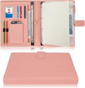 Wonderpool A4 PU Leather Ring Holder Writing Portfolio Multi Document Case with Removable Binder Clipboard and Functional Pocket for Organizer Office Travel School (Pink)