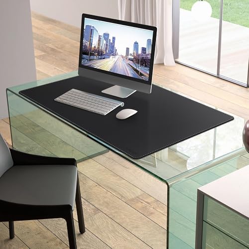 Mydours 36" x 24" XL Large Desk Mat - PU Leather Full Desk Mouse Pad, Black