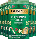 Twinings Peppermint Cheer Holiday Herbal Tea Bags, 20 CT Box (6 Pack)