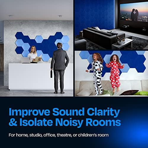 Acoustic Panels 12-Pack Soundproof Wall Panels 14"X12.1"X0.4" Sound Panels High Density Sound Dampening Panels - [Admiral Blue Hexagon]