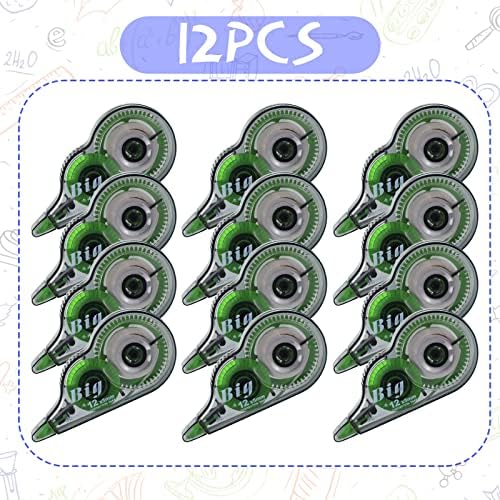 Yexiya 12 Pieces Correction Tapes Original Correction Wide Eraser Applicator Easy to Use Applicator Translucent Tapes Shows for Office Note Journal Scrapbooking, 0.2 Inch x 39.4 Feet