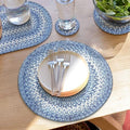 Homespice Denim Braided Placemats Ideal as Table Mats, Round 15" Set of 2