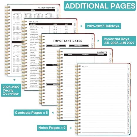 Planner 2026-2027, Weekly & Monthly Academic Calendar, Jul 2026 – Jun 2027