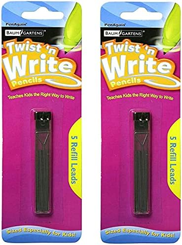 PenAgain Twist 'n Write Pencil Assorted Colors 4 Count (00071) Bundle with 10 Count Refills