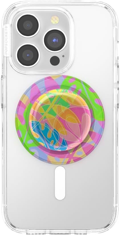 PopSockets Phone Grip for MagSafe, Magnetic Holder- Boca Palm | Removable, For Kindle / Android / iPhone, With Magnet, Rainbow, Colorful, Light Blue, Baby