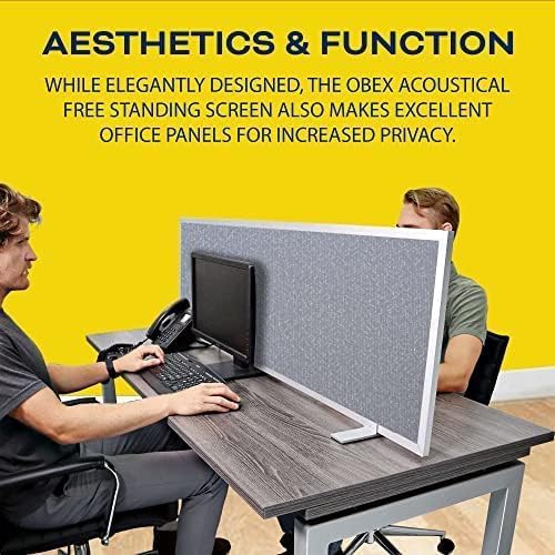 OBEX Acoustical Free Standing Privacy Screen, Cubicle Accessories Desk Privacy Panel, Desk Dividers for Office, Office Furniture Partitions Portable Sound Proof Dividers, 12" x 36", Twilight