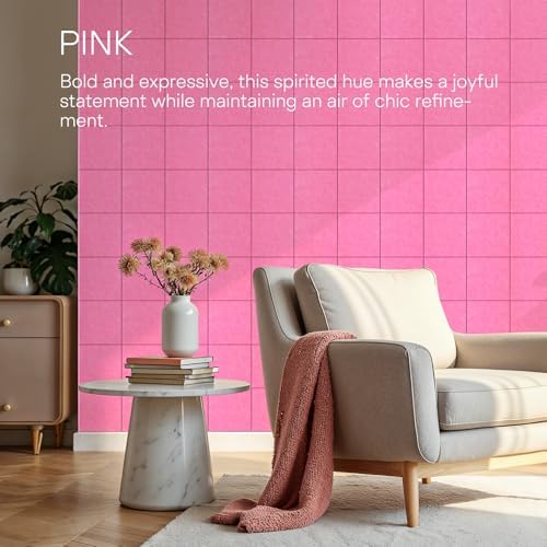 MaxGear Felt Bulletin Board 48" x 36", Pink Felt Wall Tiles Wall Decor