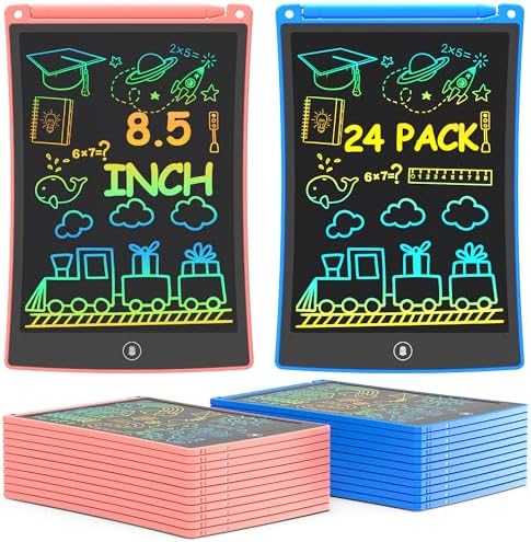 bravokids 24 Pack LCD Writing Tablet with Stylus, 8.5 inch Colorful Doodle Board Drawing Pad for Kids, Travel Games Activity Learning Toys, Birthday Gift for Age 3 4 5 6 7 8 Year Old Boys Girls