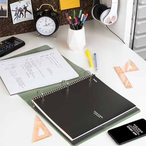 Five Star Spiral Notebook + Study App,1 Subject,Graph Ruled Paper,8-1/2" x 11",100 Sheets,Fights Ink Bleed,Water Resistant Cover,Assorted Colors (73549),6 Count (Pack of 2)